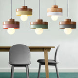 Nordic LED Wooden Pendant Light Iron 18CM Square Living Room Hanging Fixture For Bedroom Dining Room Study Home Decor Luminaires