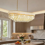 Luxury Ceiling Light: Empire Gold Ceiling Light Fixtures 10 Lights Rectangular Crystals Chandelier Over Long Dining Table, for Kitchen Islands, 3 Colors Temperature