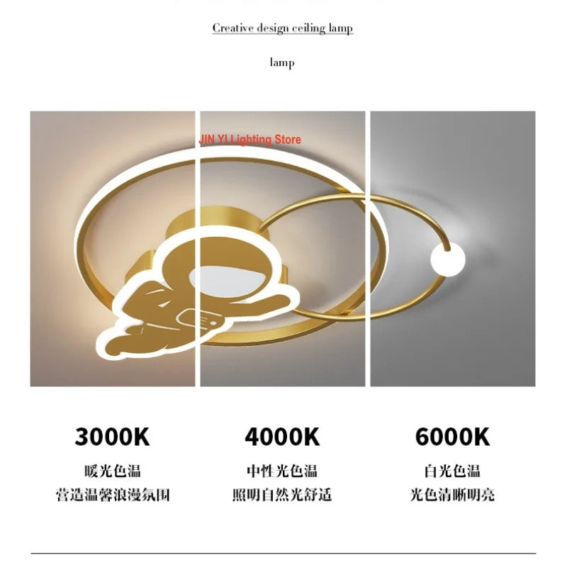 New Designer Home Warm Children's Room Ceiling Light Creative Simple Modern Personality Astronaut Boys Girls Bedroom Lighting