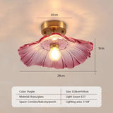 Retro LED Glass Ceiling Lights Nordic Brass Flower Aisle Decors Fixtures Living Room Corridor Balcony lamp Home Lighting Lusters'