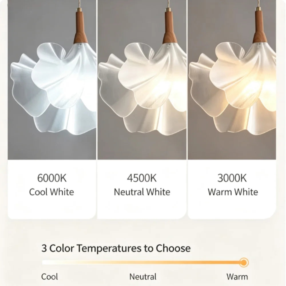 Acrylic Petal Pendant Light Retro Japanese Style Creative Romantic Restaurant Light Antique Simple Pendant Lamp For Living Room