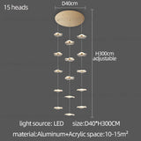 Led Staircase Pendant Lamp Modern Circular Lotus Leaf Living Room Chandelier Designer Villa Style Large Penthouse Chandelier
