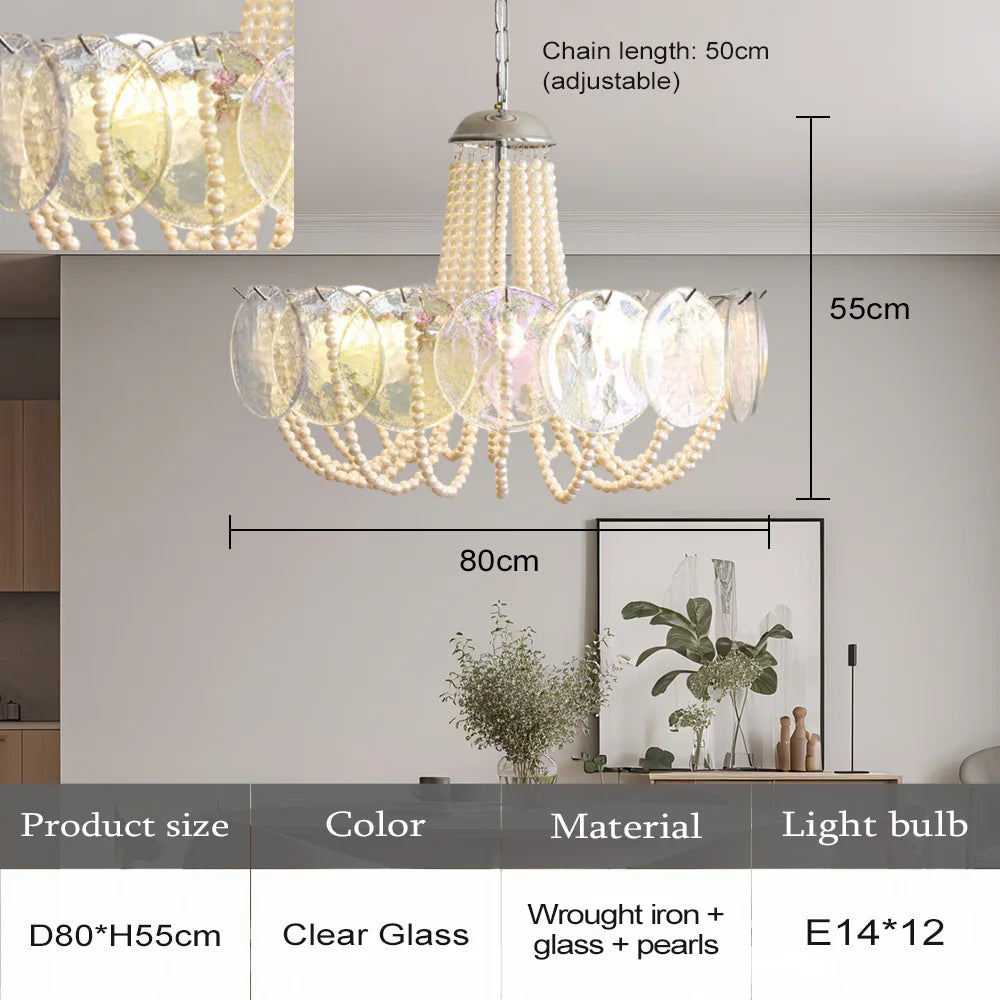 French Flower Glass Pendant Light Creamy Pearl Romantic Master Bedroom Lighting High-end Restaurant Lights