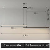 Modern Nordic Pendant Light Minimalist Long Black Hanging Lamp Home Decoration LED Chandeliers for Living Dining Room Office Bar