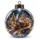 Acrylic Material Christmas Ball Ornament with Light Transparent Design Santa Claus Pendant 8CM Size Hanging Christmas Decoration