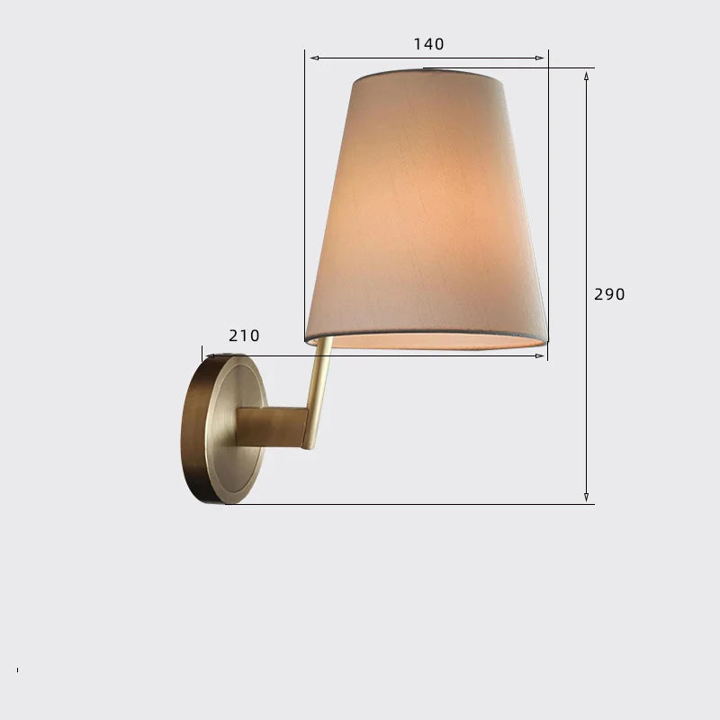 All Copper Wall Lamp LED Light Luxury Living Room Study Aisle Entrance Bedroom Mirror Fabric Wall Lamp Wall Decor