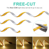 DC 12V/24V Cuttable COB LED Strip Lights (400 LEDs/m, 3000K/4000K/6000K) - Flexible Linear Tape Light for Indoor Home Decor (1m–10m)
