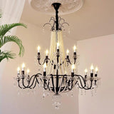 American Black Candle LED Chandelier - Luxury Crystal Pendant for Stairs