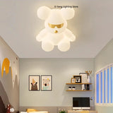 Nordic White Bear Lamp Children's Room LED Ceiling Lamps Minimalist Creative Boy Girl Bedroom Youth Room Decor Lights