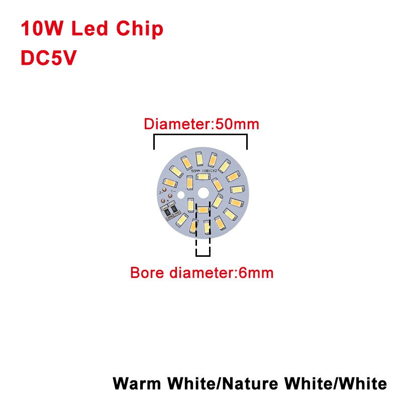 DC5V Dimmable LED chip 5W 6W 10W Surface Light Source SMD 5730 LED Light Beads DIY Tricolor Adjustable LED Bulb White Warm White