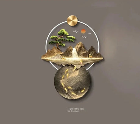 Light Luxury Corridor Home Decoration with Light Chinese Style Landscape Decorations Hanging Living Room Background Wall Decor