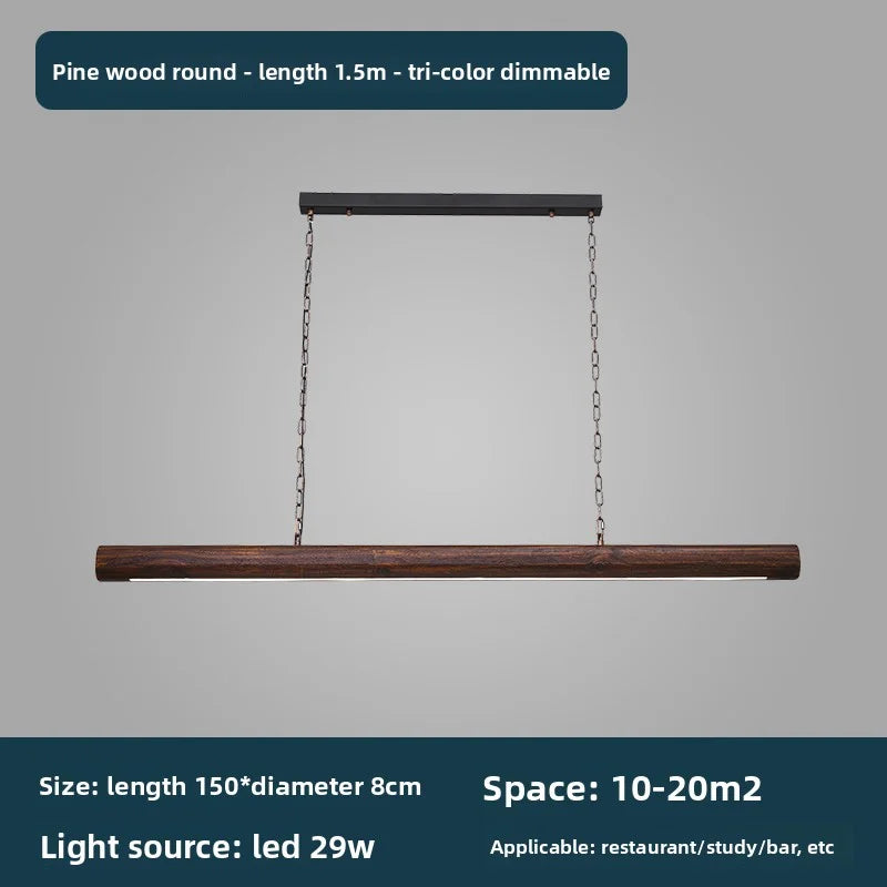 New Solid Wood Chandelier For Modern Minimalist Dining Bar Single-Line Chandelier For Tea Room Wooden Long Chandelier For Lounge