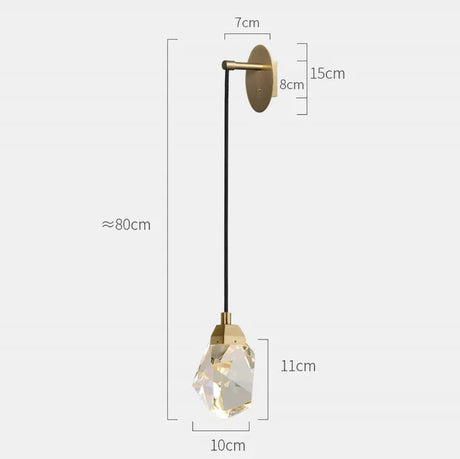 Copper Luxury Wall Light Modern Diamond Design Crystal Wall Lighting Bedroom Bedside Lamp Fixture Clear Cristal Led Wall Sconce