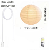 Noguchi Rice Paper Pendant Light Japanese Paper Hanging Lamps Minimalist Model Ceiling Paper Lantern Light for Home/Cafe Decor