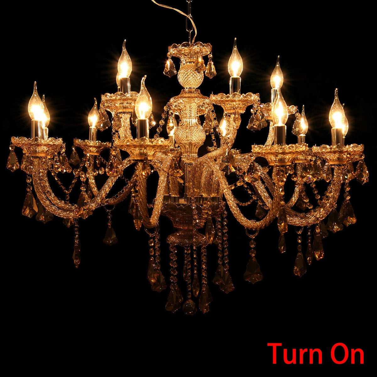 Luxurious 15 Lights Chandeliers Cognac Crystal Chandelier Adjustable Hanging Ceiling Pendant Light Vintage Lighting