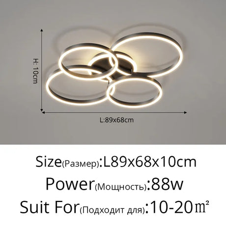 New Modern LED Chandelier Lighting For Living Study Bedroom Lamps Indoor Lighting Round Rings Foyer Luster Chandeliers Luminaire