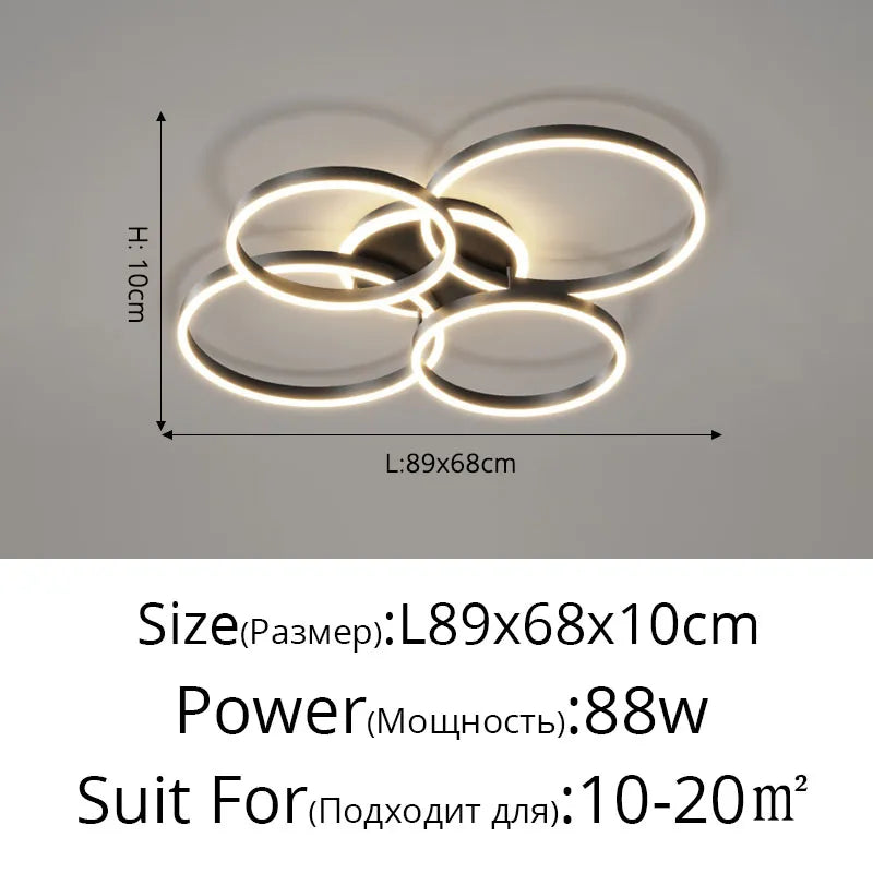 New Modern LED Chandelier Lighting For Living Study Bedroom Lamps Indoor Lighting Round Rings Foyer Luster Chandeliers Luminaire
