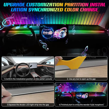  ambiance with the Vegeting Universal Car Ambient Lights LED Interior RGB Symphony Lamp. Control it with a remote or the app.