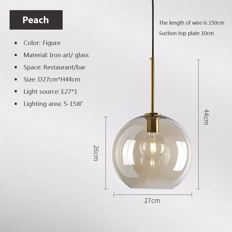 Modern Nordic hanging loft  Glass luster Pendant Light industrial decors Lights Fixtures E27/E26 for Kitchen Restaurant Lamp