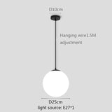 Gold/Black/silv Glass Ball Pendant Lights White Globe Hanging Lamps Bar Restaurant Deco Luminaire Bedroom Light E27 Pendant Lamp