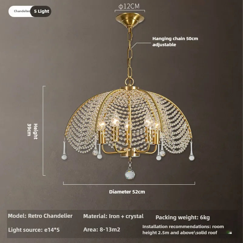 Nordic Modern Crystal Chandelier Pendant Light For Living Room Bedroom Dining Room Bar Kitchen E14 Bulb Decorate Hanging Lamp