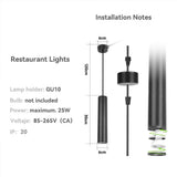 Black LED Pendant Lights GU10 Room Decor Retro Living Room Chandelier Hanging Fixture for Kitchen Table Bedroom Dining Room