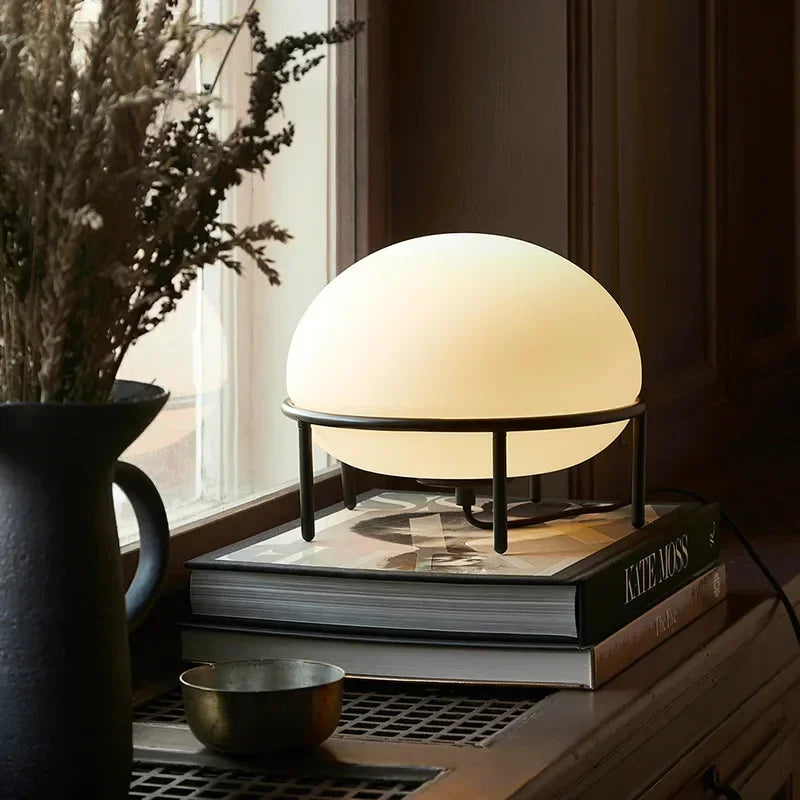CX379KV 2025 New Modern Creative Denmark Table Lamp Artistic White Glass Ball Desk Light for Bedroom Living Room Lighting