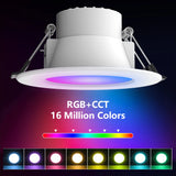 5W Smart WiFi & Bluetooth LED Recessed Downlight (1-10 Pack, RGB + Tunable White) - App & Voice Remote Control Ceiling Lamp Compatible with Alexa & Google Home