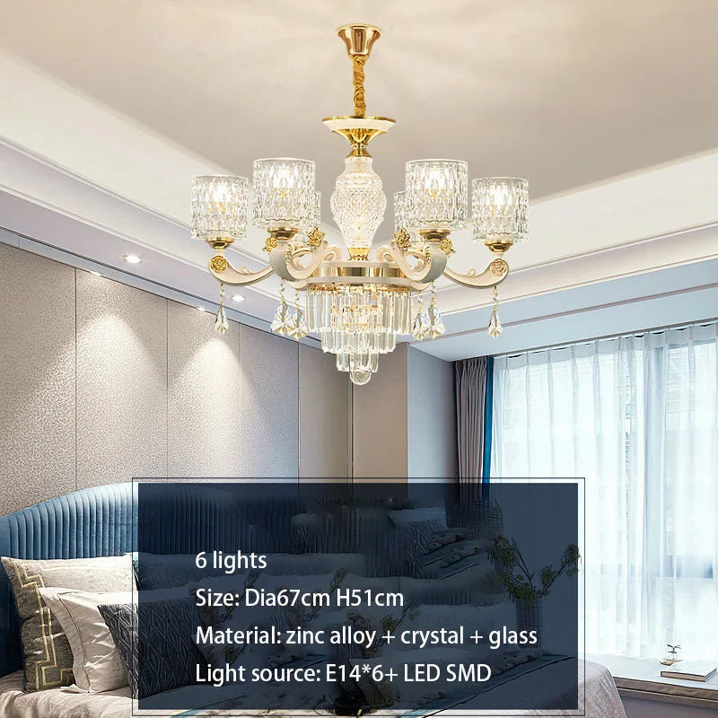 2025 New European Style Crystal Living Room Ceiling Chandelier Modern Light Luxury High-class Dining Room Pendant Lustre Fixture