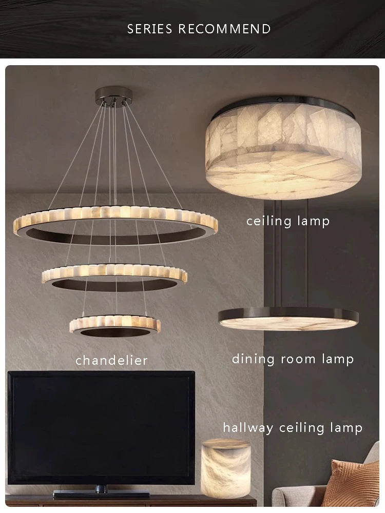 Modern Home Decoration Small Marble Ceiling Lamp Led 2024 New Design Spanish Marble Lusters for Bedroom Hallway