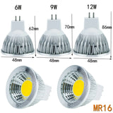 10-Pack Low Voltage Dimmable COB LED Spotlight Bulbs (DC 12V-24V | 6W/9W/12W) - GU10, MR16, E27 High-Power Bulbs in Warm & Cold White