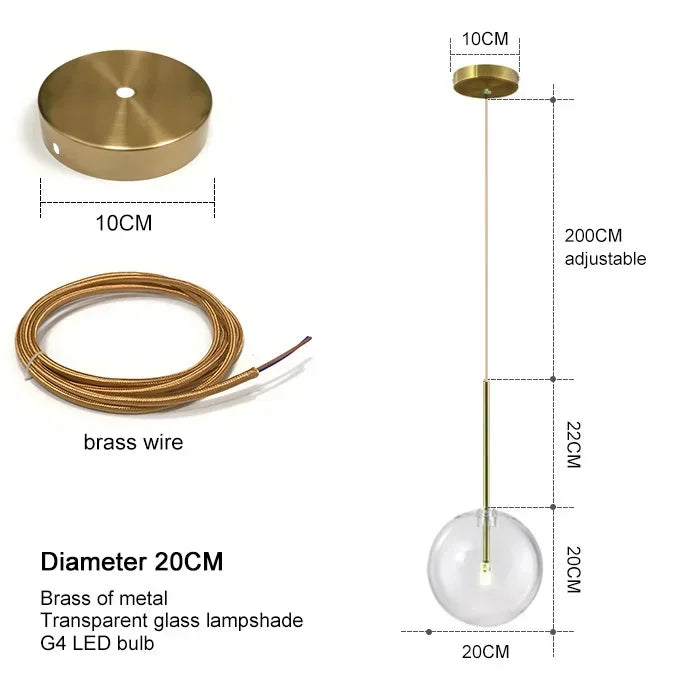 Nordic Modern Chandelier Pendant Lights Fixture Glass Ball Lampshade Bedroom Dining Room Hanging Lamp Restaurant Decors Luster's