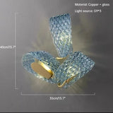Creative All-copper Headboard Chandelier Light Luxury Individual All-copper Bedroom Blue Glass Lamp Indoor Home Decor G9 Bulb