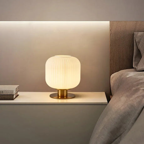 Retro Glass Table Lamp Pumpkin Ball Desk Light For Restaurant Study Living Room Bedside Hotel Villa Home Decors Luster's Lamp