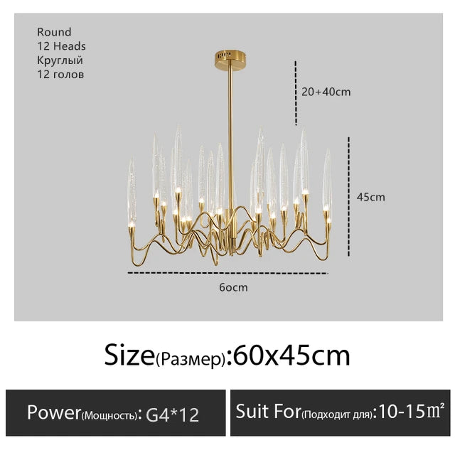 Luxury Crystal Pendant Chandelier Nordic Tree Branch Candle Shaped Indoor Lighting Living Room Bedroom Led Decoration Light