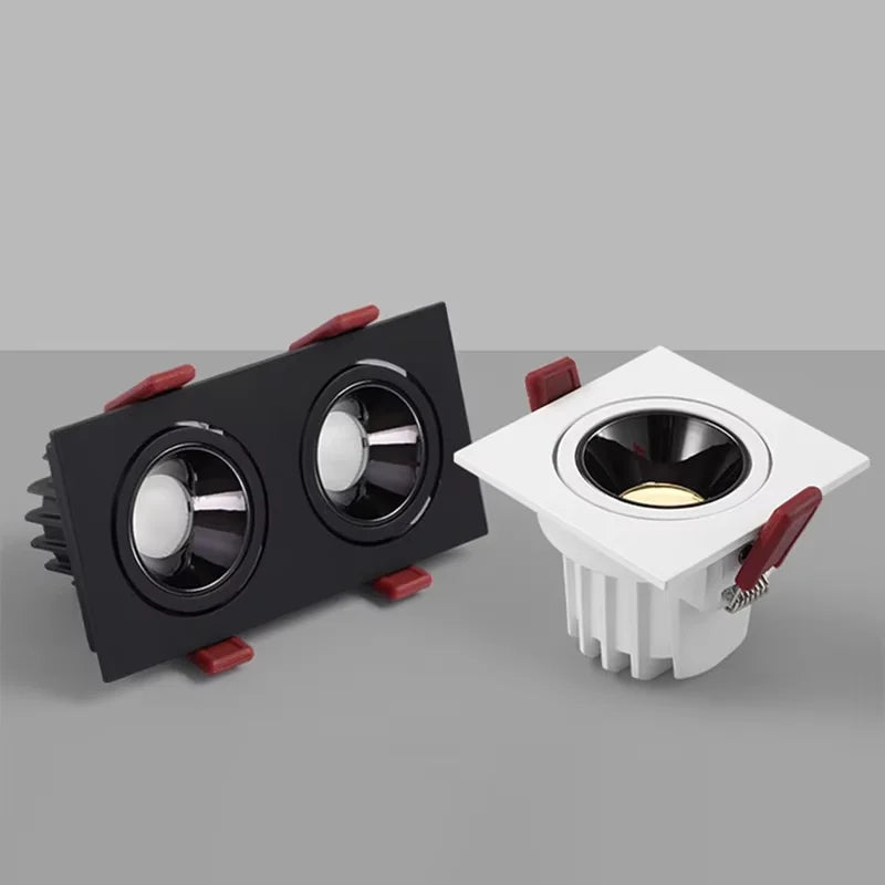 Recessed LED Ceiling Lamp Angle Adjustable 7W 24W Single/Double Head LED Spot lights Anti-Glare Downlight For Home Office Store