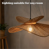 Wabi Sabi Lotus Shaped Woven Lamp Shade Handmade Pendant Cover for Living Room Kitchen Island Farmhouse Lighting Accessory