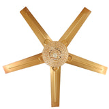 Crystal Ceiling Fan Light with Remote Control Reversible Wooden Blades Fan Chandelier for Living Room