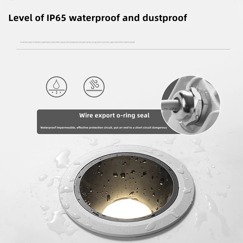 Waterproof downlight Spotlights IP65 built-in anti-glare LED spotlights COB Bathroom Kitchen eave terrace outdoor waterproofing