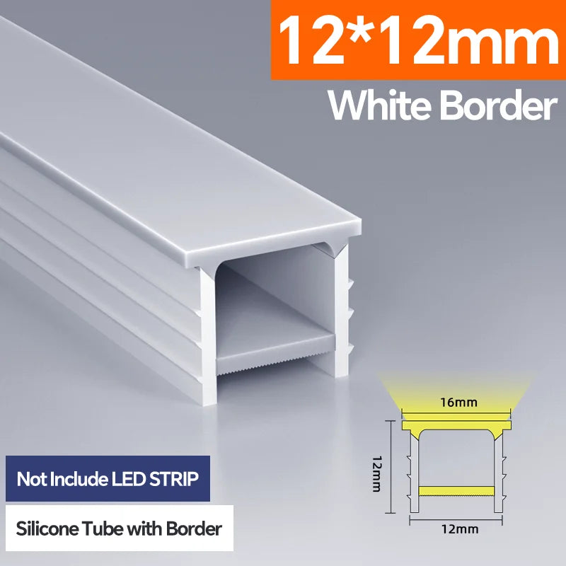 Light Strip Silicone Tube LED Diffuser Flexible Black and White Lampshade with Edge Contour Light Mask Plate Cover