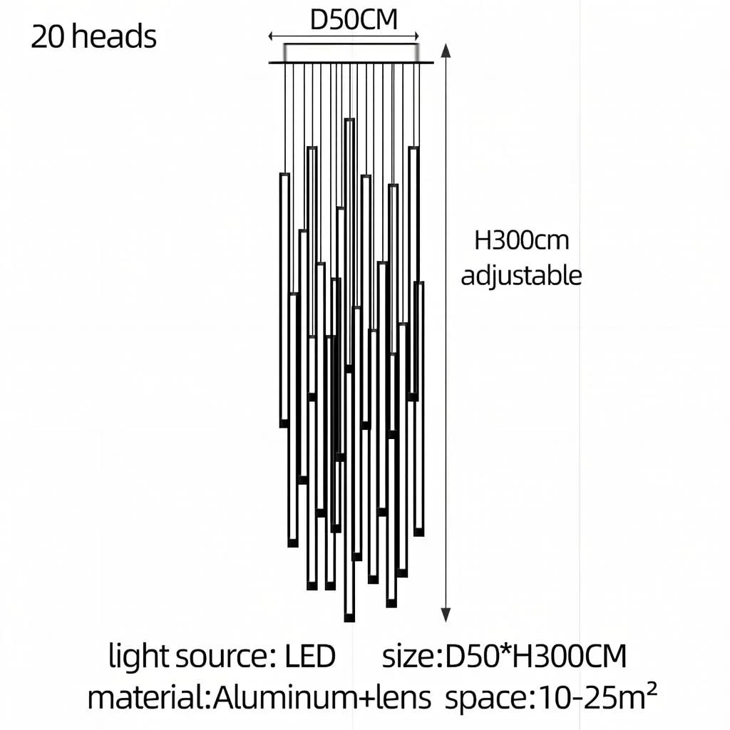 Modern Stair Chandelier Nordic Luxury Minimalist Pendant Light Villa Living Room Lighting LED Showroom Ceiling Lamps Chandelier