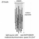 Modern Stair Chandelier Nordic Luxury Minimalist Pendant Light Villa Living Room Lighting LED Showroom Ceiling Lamps Chandelier