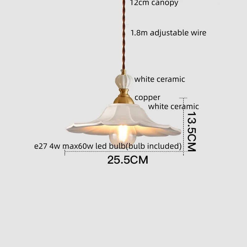 IWHD Home Design LED Pendant Lamp Balcony Reading Dining Room Japan Style Gold Copper Patterned Ceramic Hanging Lights Hanglamp