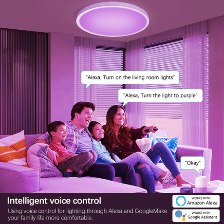 220V 40W Smart Ceiling Lamp Module RGB Dimming Work with Alexa Google Tuya Smart WiFi Control DIY Ceiling Light for Room Decor