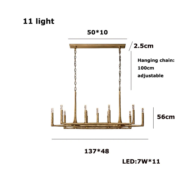 Retro American Old Tree Of 18th Century Copper Crystal LED Chandelier Lustre Suspension Luminaire Lampen For Living Room