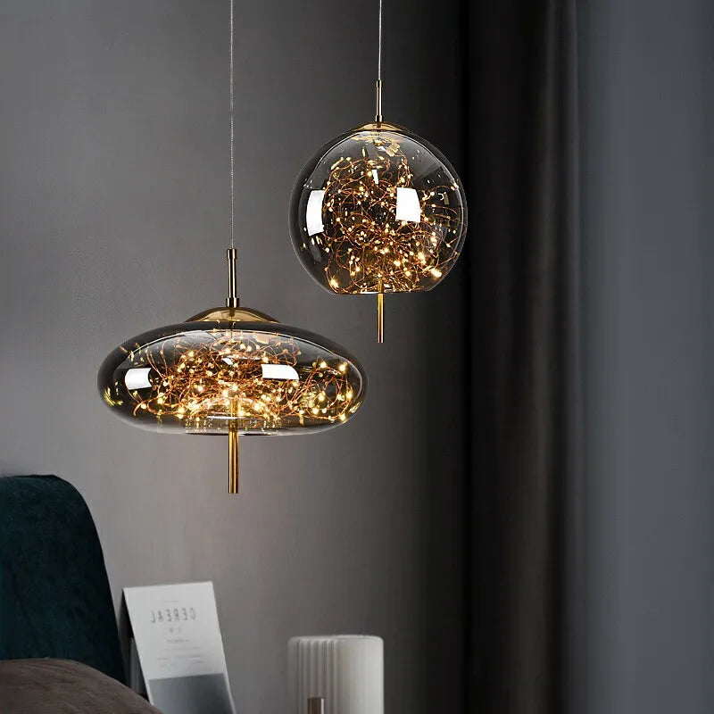 Nordic Luxury Creative Pendant Light Art Glass Minimalist Dining Table Lamp Bar Counter Influencer Bedside Dining Room Lighting