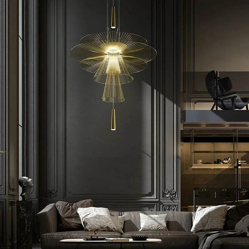 Modern Flying Saucer Hanging Lamps for Ceiling Luxury Metal Pendant Lights Restaurant INS LED Chandelier Loft Home Decorations