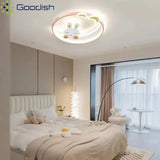 Modern Novelty Cute Cartoon Pink Rabbit Moon LED Ceiling Lights Art Lovely Lamps for Chidren's Room Home Decoration Chandeliers