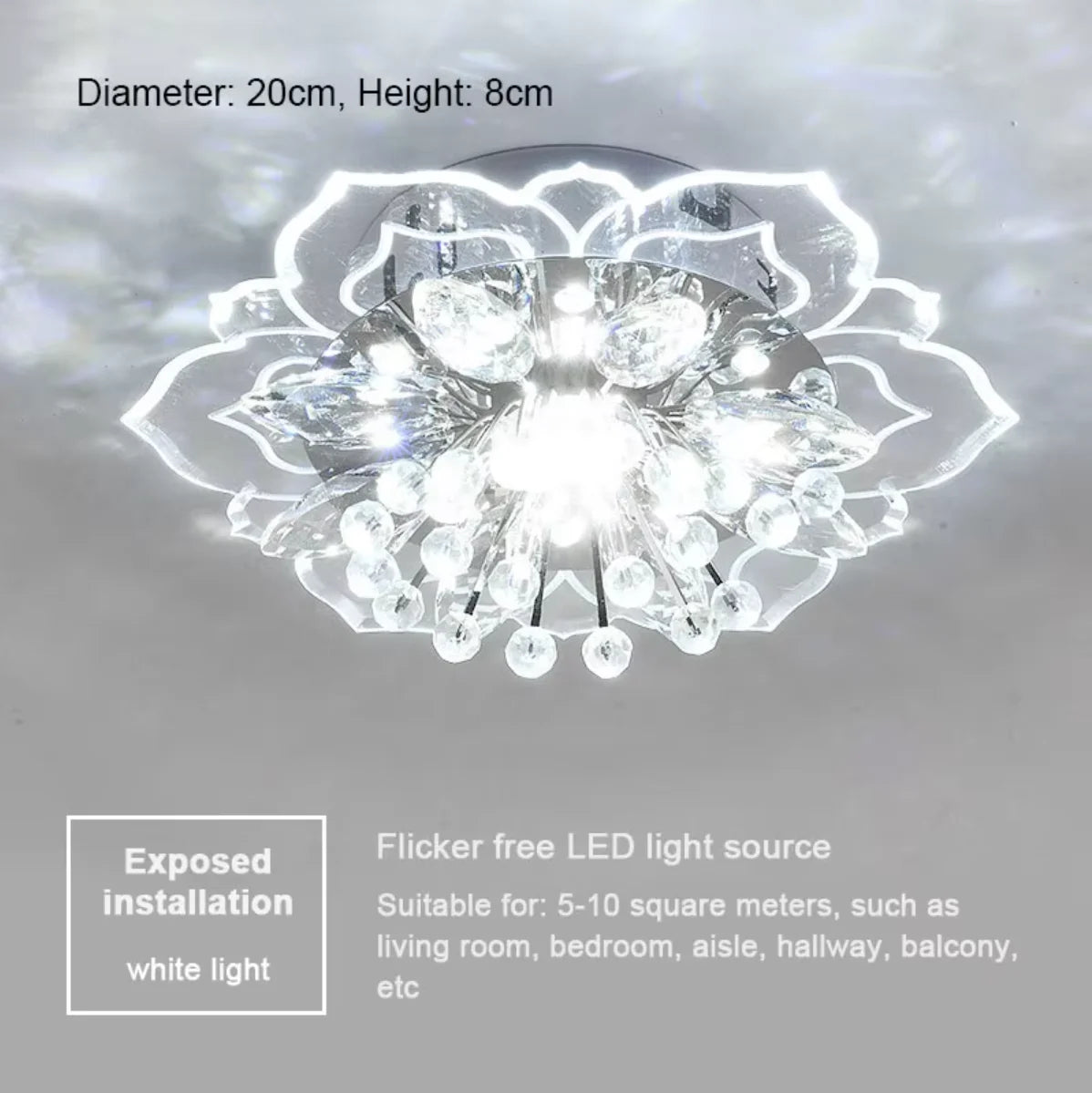 Creative LED Crystal Flower Chandelier - Modern Bedroom Ceiling Light