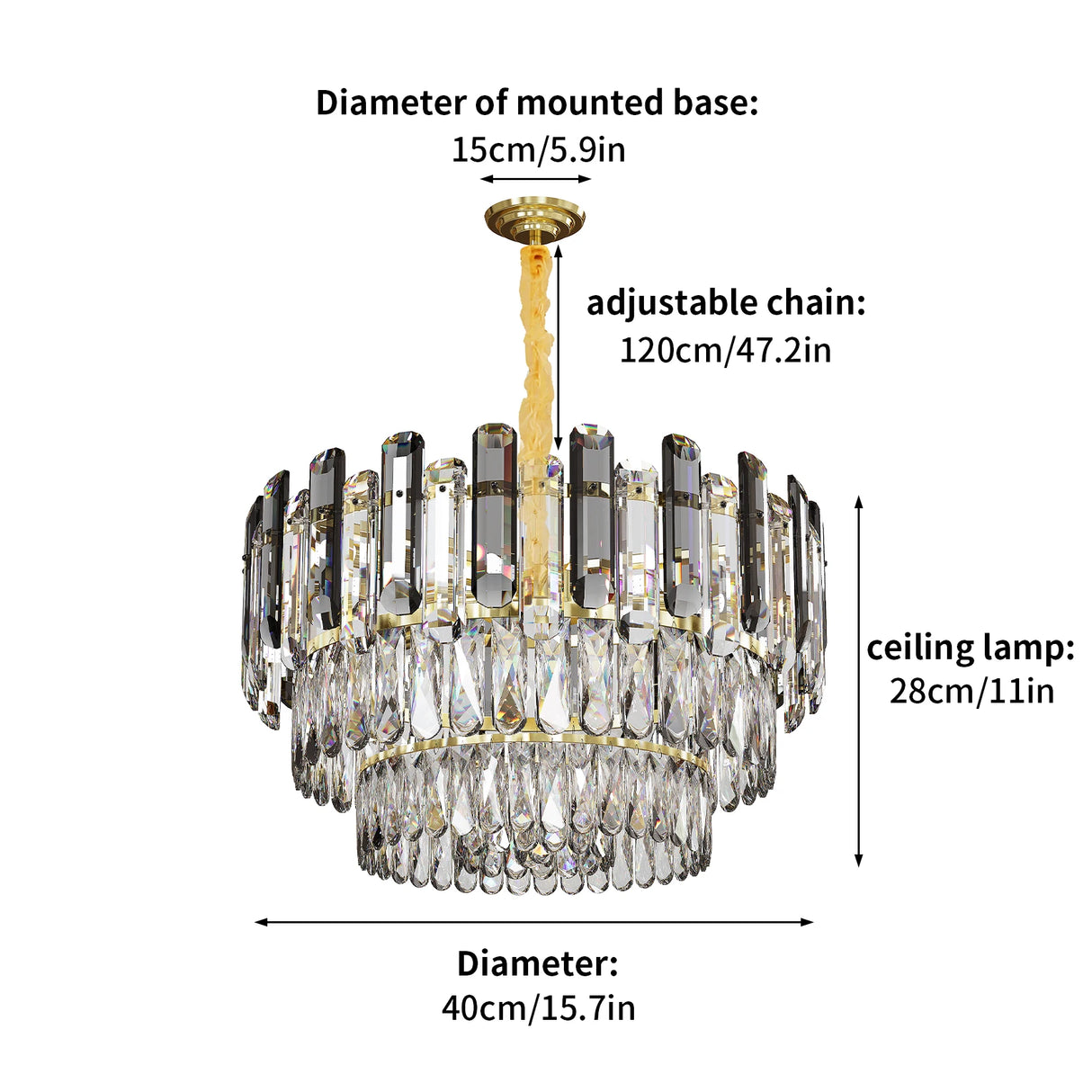 Modern K9 Crystal Chandelier Round Ceiling Fixtures Pendant Lights Living Room Bedroom